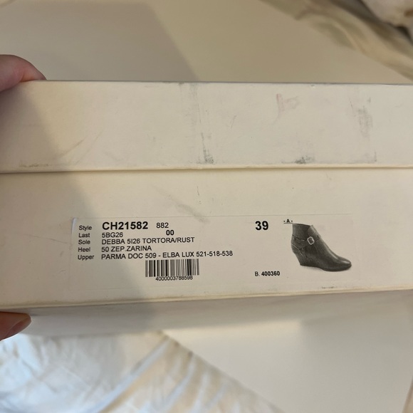 Chloe camel tan saddle wedge bootie boot leather brown buckles 39 9 auto card - Picture 8 of 9